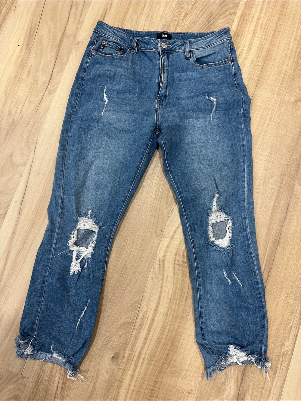 Black Label Medium Blue Ripped Boyfriend Jeans